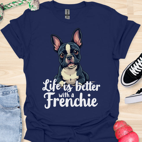 Life is better with a frenchie - V6 - Elegant Graphic T-Shirt